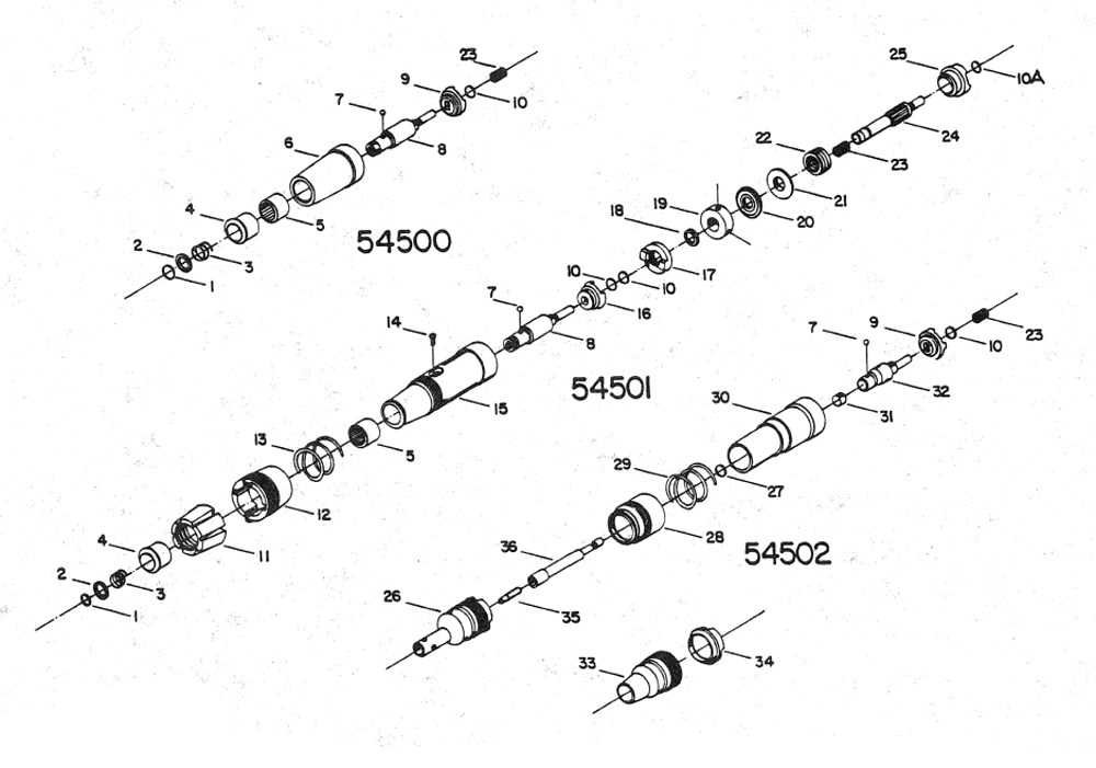 Fig-0 Diagram and Parts List for 54501  Porter Cable Screwdriver